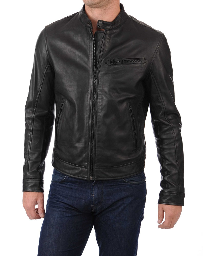 Men Lambskin Genuine Leather Jacket MJ322 freeshipping - SkinOutfit