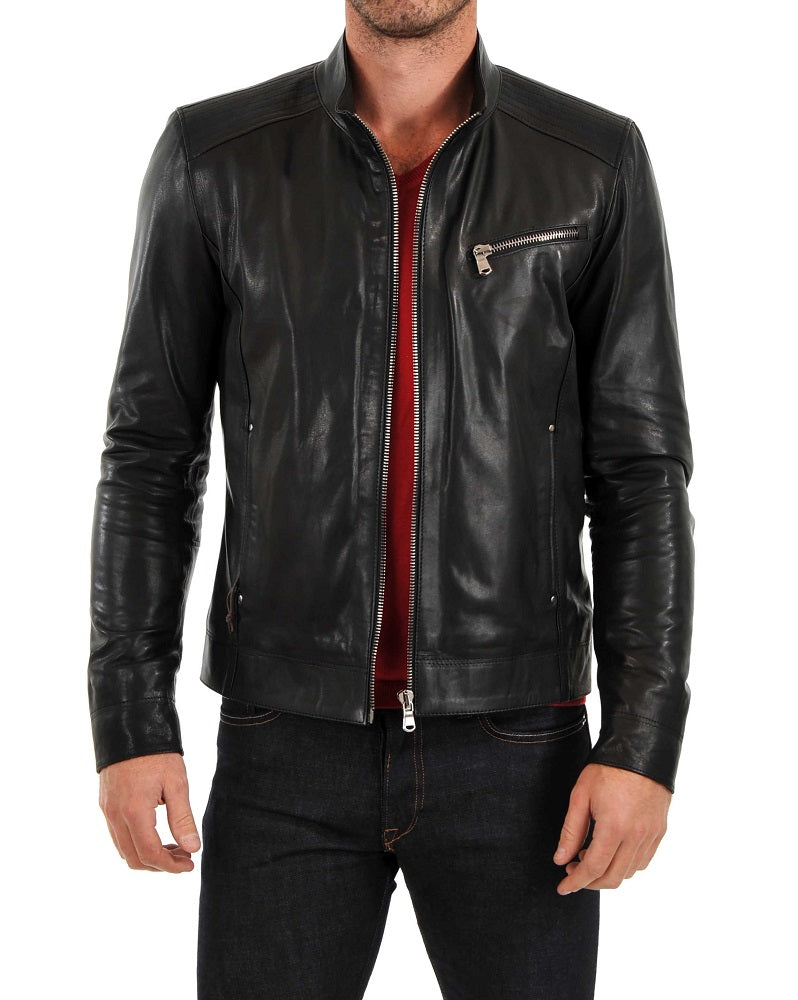 Men Lambskin Genuine Leather Jacket MJ323 freeshipping - SkinOutfit