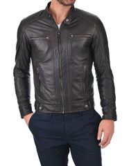 Men Lambskin Genuine Leather Jacket MJ324 freeshipping - SkinOutfit