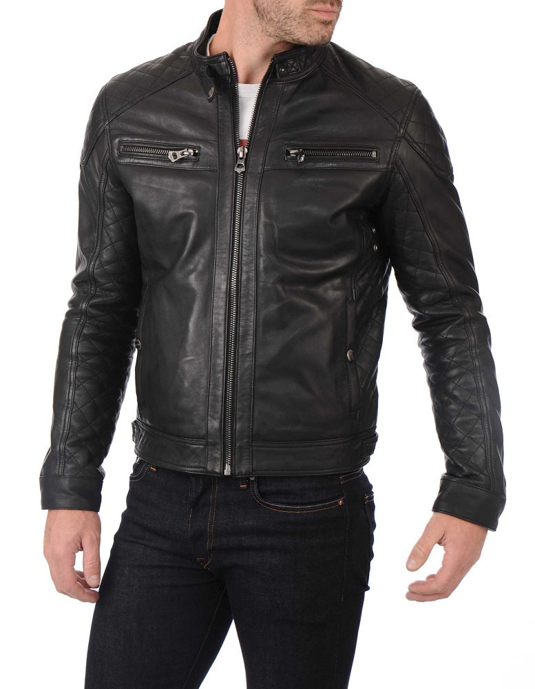 Men Lambskin Genuine Leather Jacket MJ325 freeshipping - SkinOutfit
