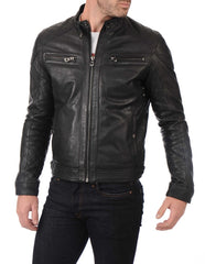 Men Lambskin Genuine Leather Jacket MJ325 freeshipping - SkinOutfit