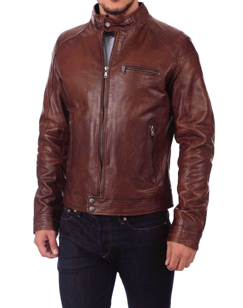 Men Lambskin Genuine Leather Jacket MJ327 freeshipping - SkinOutfit