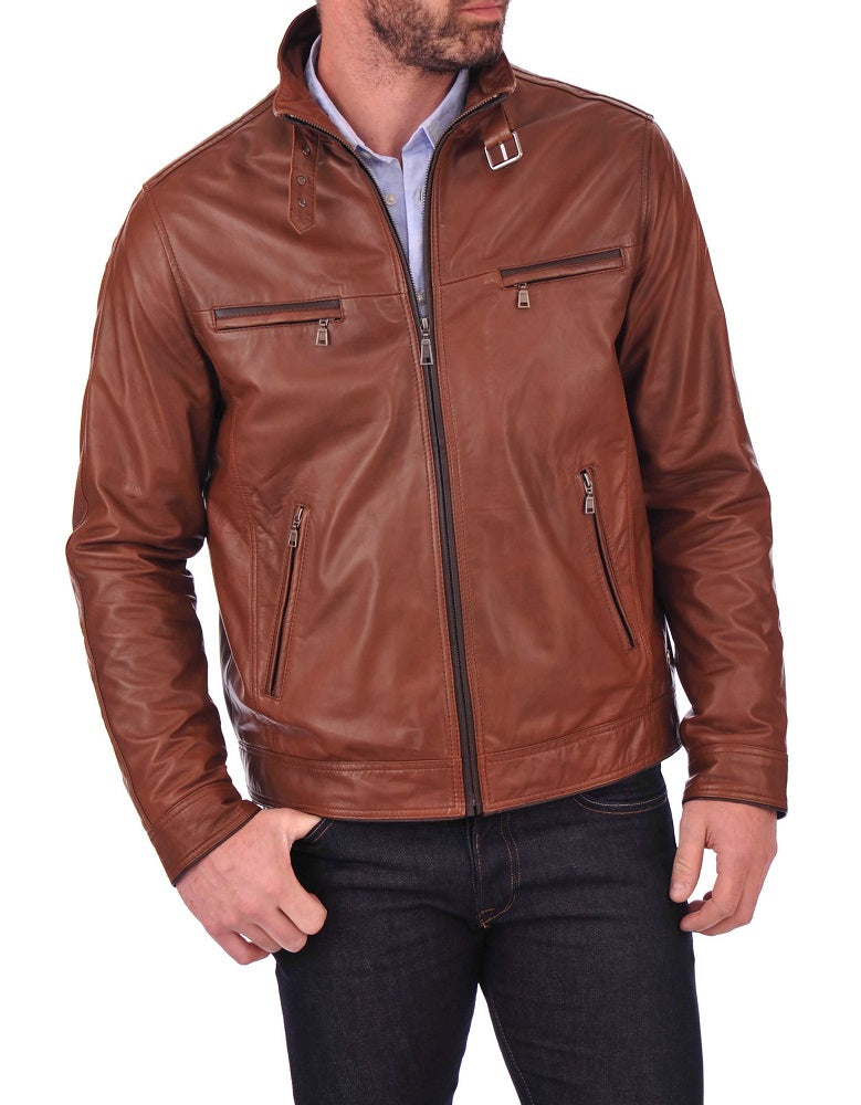 Men Lambskin Genuine Leather Jacket MJ329 freeshipping - SkinOutfit