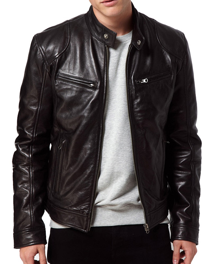 Men Lambskin Genuine Leather Jacket MJ 32 freeshipping - SkinOutfit