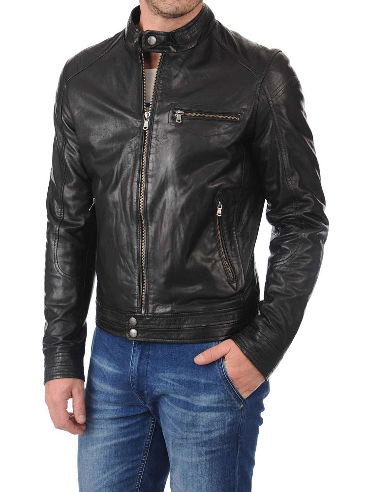 Men Lambskin Genuine Leather Jacket MJ330 freeshipping - SkinOutfit