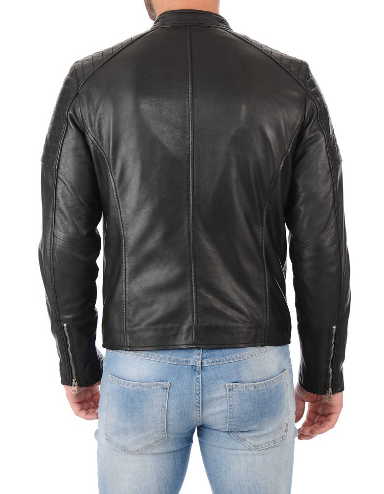 Men Lambskin Genuine Leather Jacket MJ333 freeshipping - SkinOutfit
