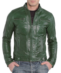 Men Lambskin Genuine Leather Jacket MJ338 freeshipping - SkinOutfit