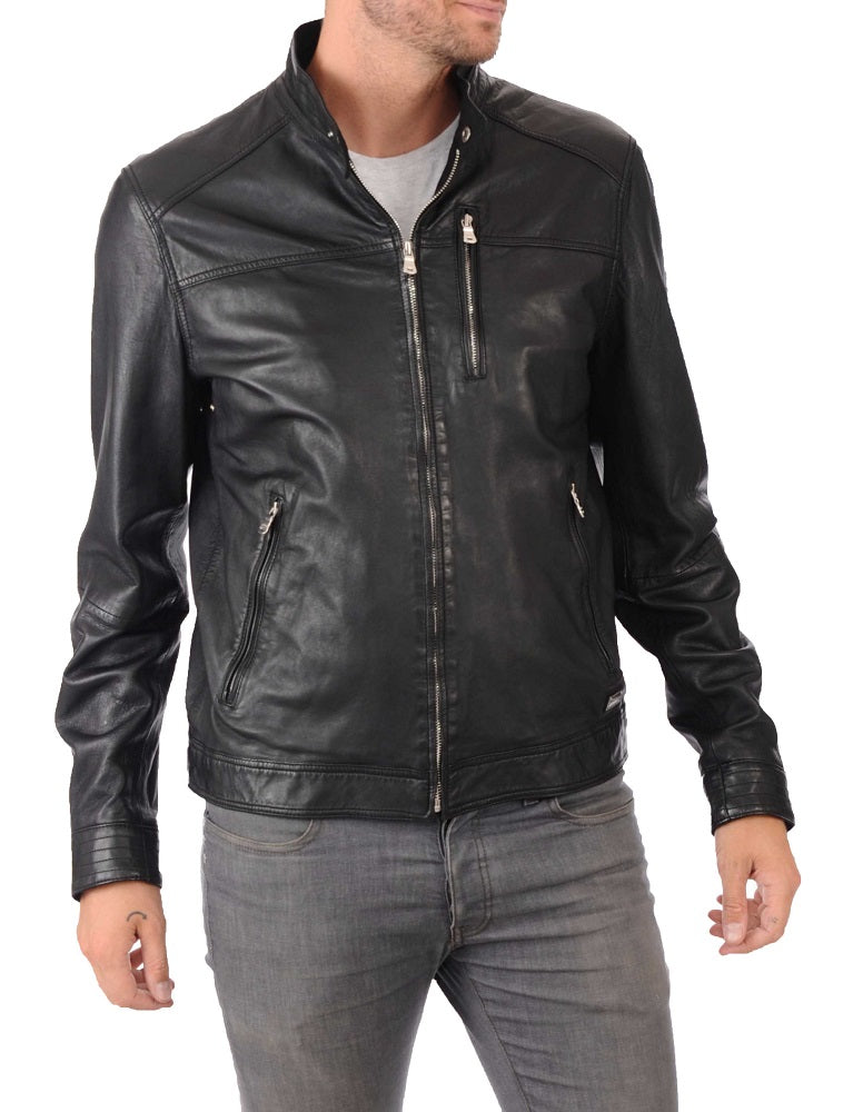 Men Lambskin Genuine Leather Jacket MJ342 freeshipping - SkinOutfit