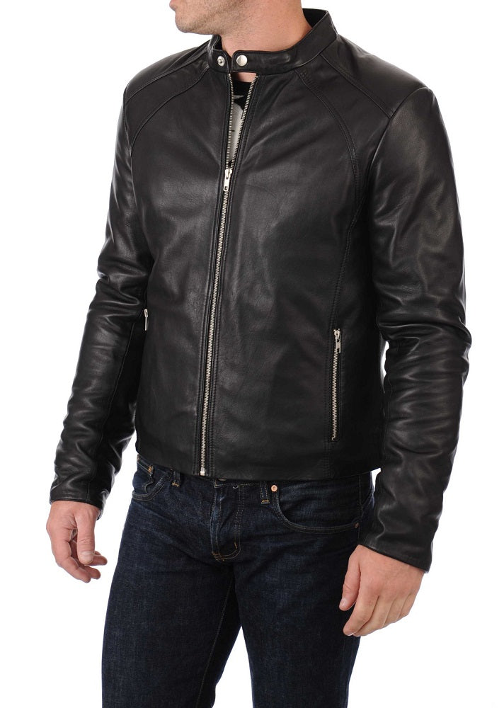 Men Lambskin Genuine Leather Jacket MJ345 freeshipping - SkinOutfit