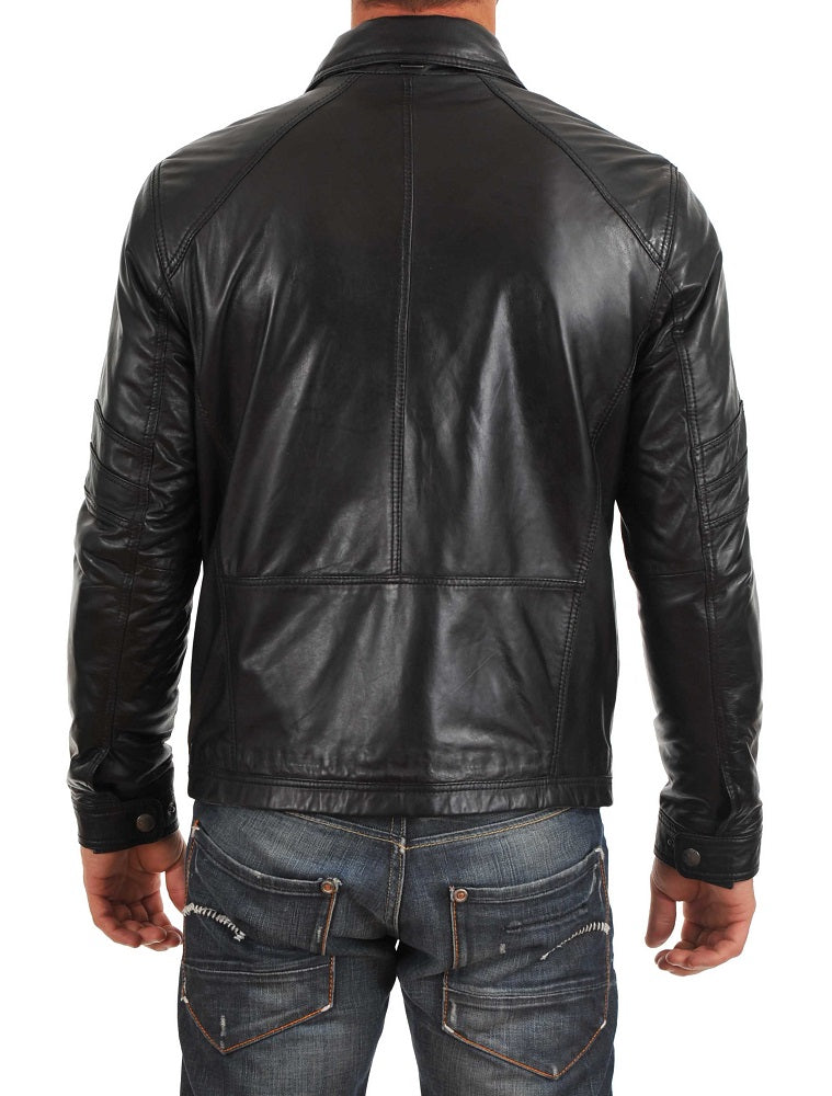 Men Lambskin Genuine Leather Jacket MJ349 freeshipping - SkinOutfit
