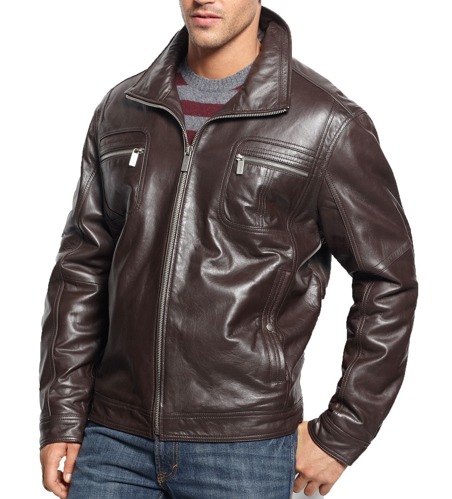 Men Lambskin Genuine Leather Jacket MJ356 freeshipping - SkinOutfit