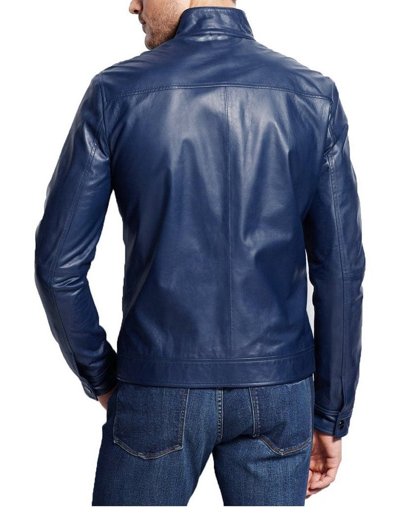 Men Lambskin Genuine Leather Jacket MJ359 freeshipping - SkinOutfit