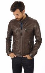 Men Genuine Leather Jacket MJ 35 freeshipping - SkinOutfit