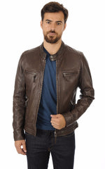 Men Genuine Leather Jacket MJ 35 freeshipping - SkinOutfit