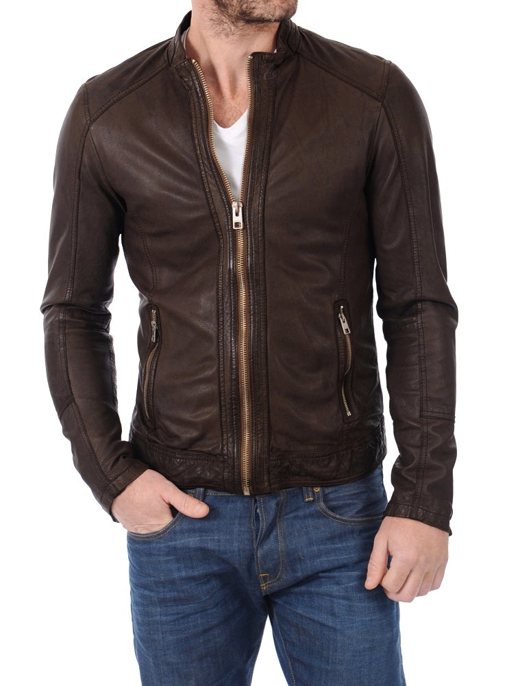 Men Lambskin Genuine Leather Jacket MJ364 freeshipping - SkinOutfit