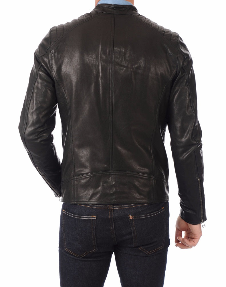 Men Lambskin Genuine Leather Jacket MJ365 freeshipping - SkinOutfit
