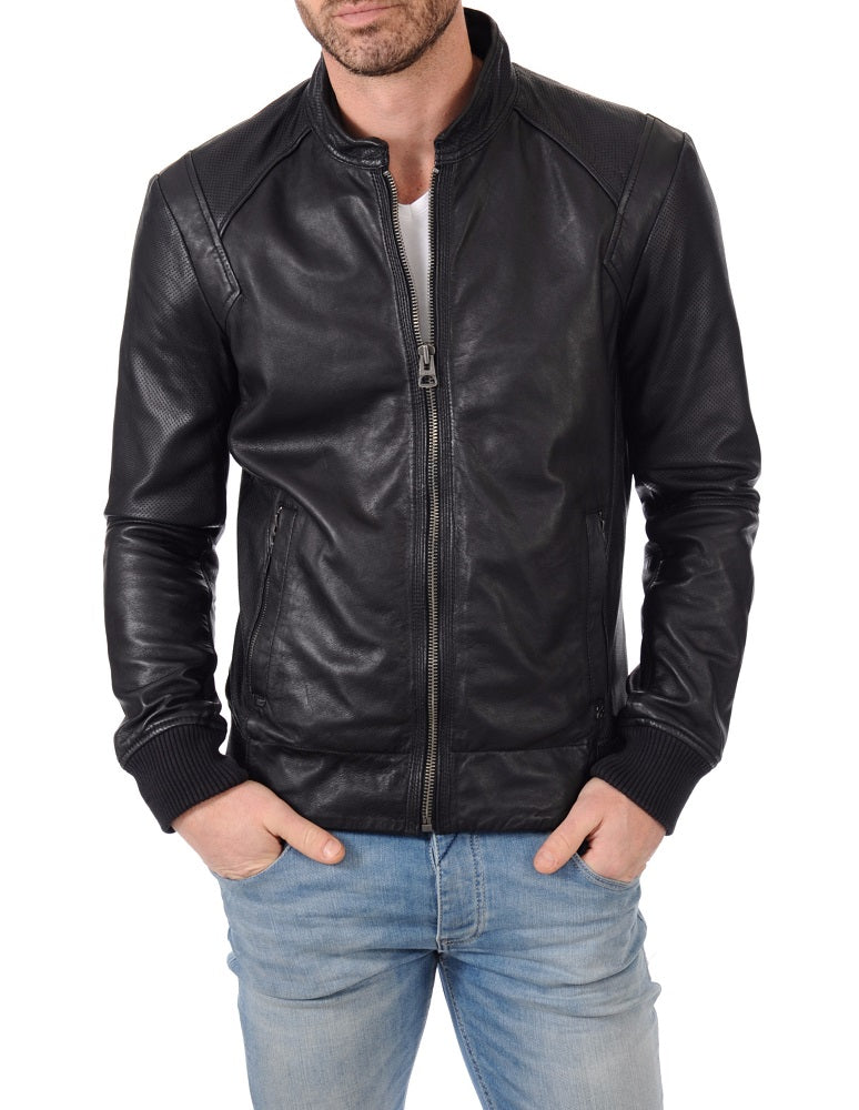 Men Lambskin Genuine Leather Jacket MJ367 freeshipping - SkinOutfit
