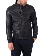 Men Lambskin Genuine Leather Jacket MJ369 freeshipping - SkinOutfit