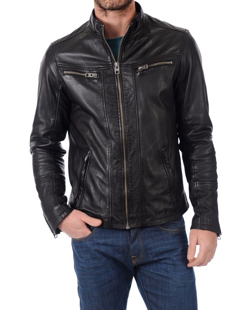 Men Lambskin Genuine Leather Jacket MJ271 freeshipping - SkinOutfit