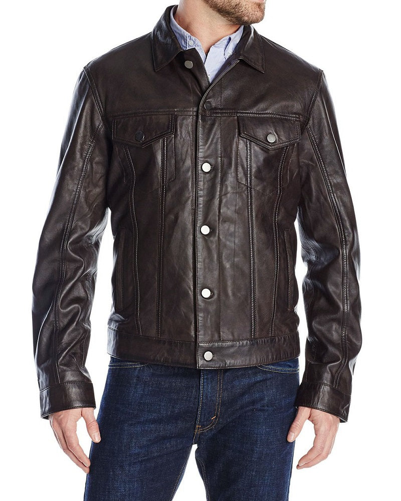 Men Lambskin Genuine Leather Jacket MJ388 freeshipping - SkinOutfit