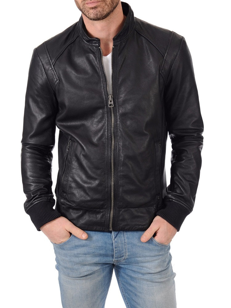 Men Lambskin Genuine Leather Jacket MJ390 freeshipping - SkinOutfit
