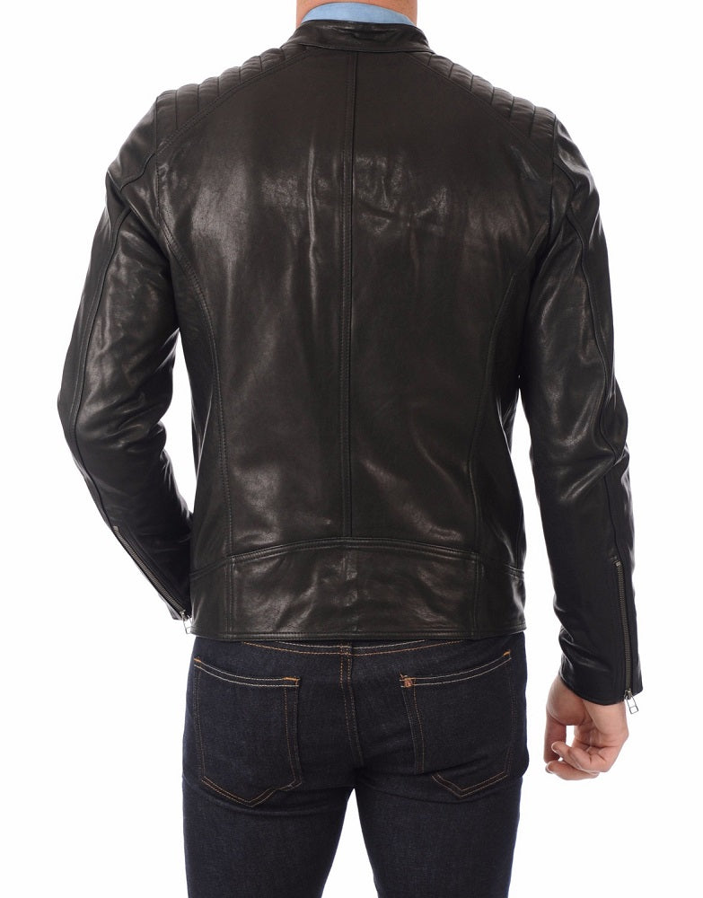 Men Lambskin Genuine Leather Jacket MJ392 SkinOutfit