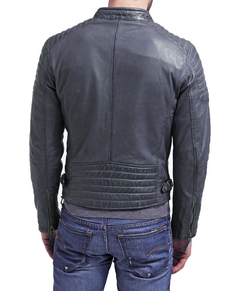 Men Lambskin Genuine Leather Jacket MJ398 freeshipping - SkinOutfit