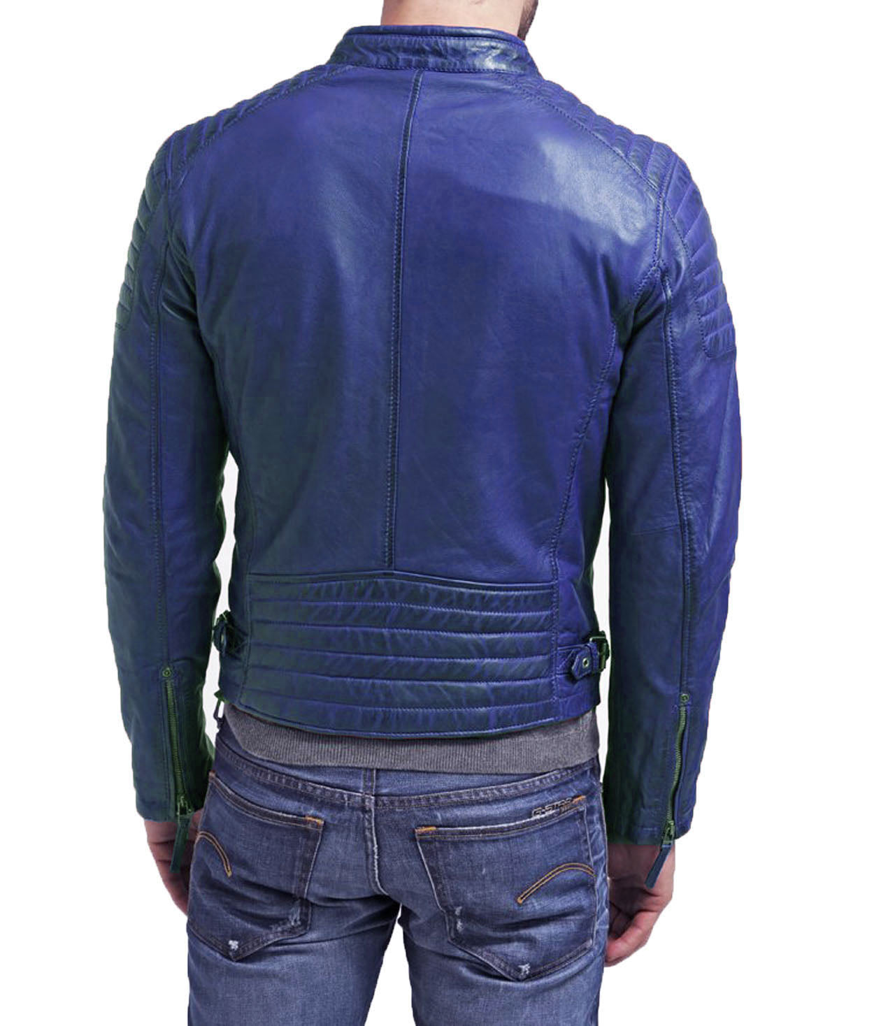Men Lambskin Genuine Leather Jacket MJ399 SkinOutfit