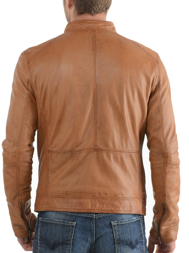 Men Lambskin Genuine Leather Jacket MJ 39 freeshipping - SkinOutfit