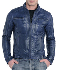 Men Lambskin Genuine Leather Jacket MJ401 freeshipping - SkinOutfit