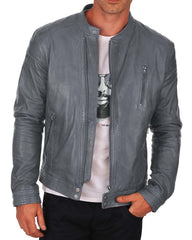 Men Lambskin Genuine Leather Jacket MJ407 freeshipping - SkinOutfit