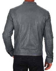 Men Lambskin Genuine Leather Jacket MJ407 freeshipping - SkinOutfit