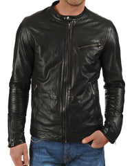 Men Lambskin Genuine Leather Jacket MJ 40 freeshipping - SkinOutfit