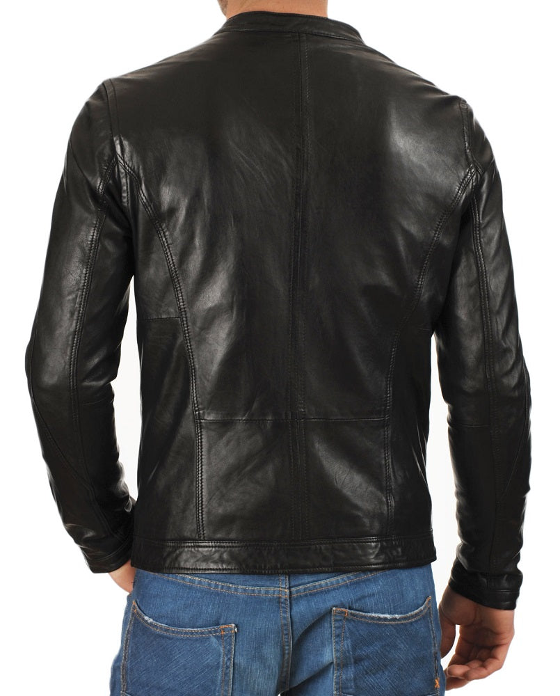 Men Lambskin Genuine Leather Jacket MJ 40 freeshipping - SkinOutfit