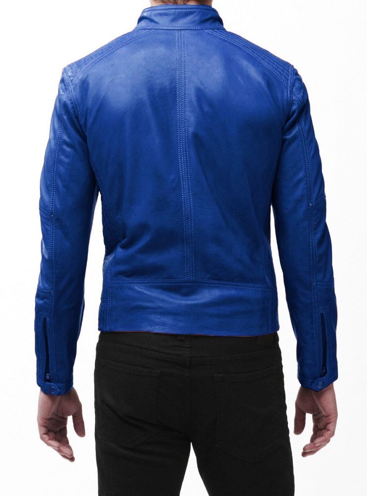 Men Lambskin Genuine Leather Jacket MJ411 freeshipping - SkinOutfit