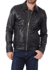 Men Lambskin Genuine Leather Jacket MJ413 freeshipping - SkinOutfit