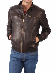 Men Lambskin Genuine Leather Jacket MJ414 freeshipping - SkinOutfit