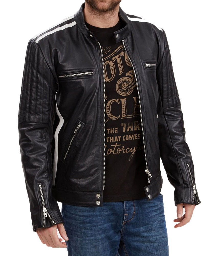 Men Lambskin Genuine Leather Jacket MJ417 freeshipping - SkinOutfit