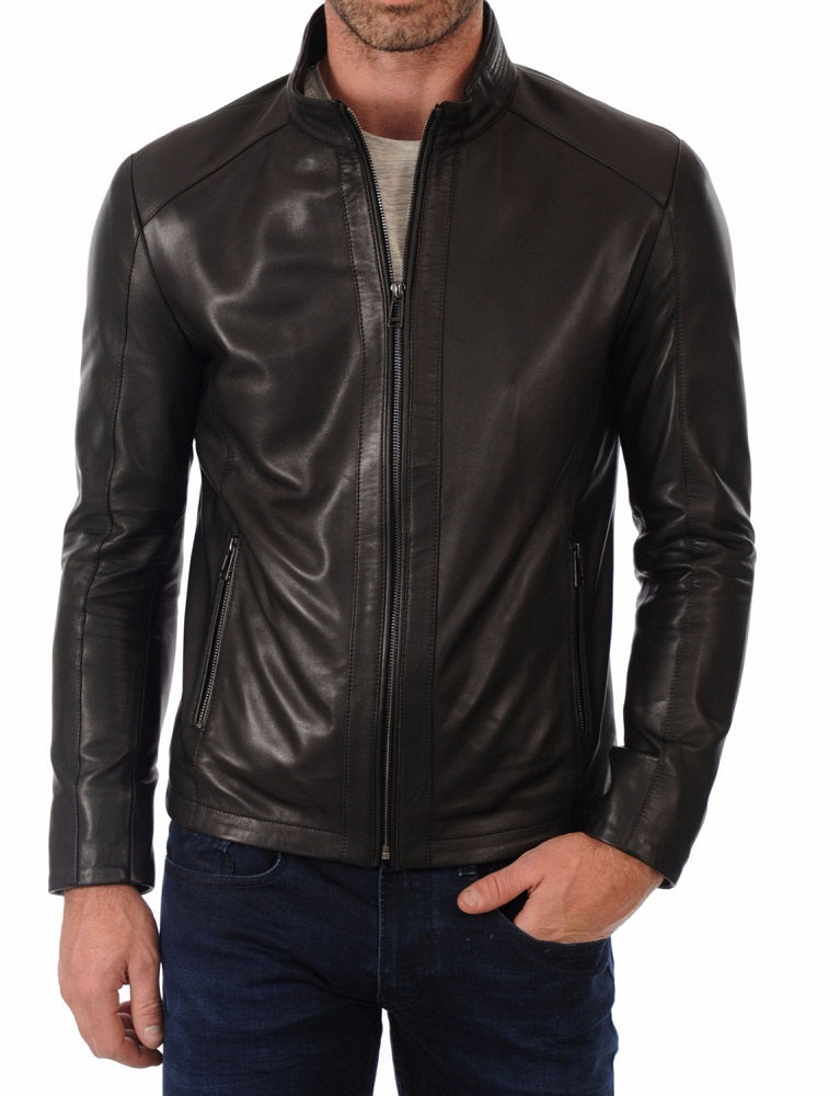 Men Lambskin Genuine Leather Jacket MJ419 freeshipping - SkinOutfit