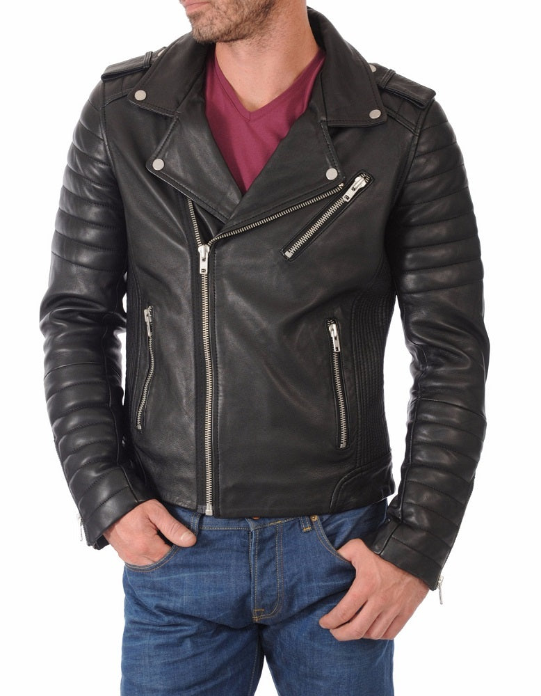 Men Lambskin Genuine Leather Jacket MJ423 freeshipping - SkinOutfit