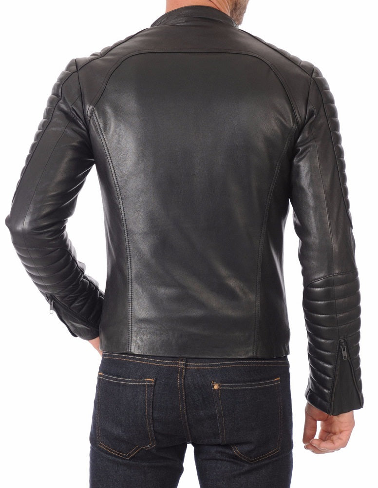 Men Lambskin Genuine Leather Jacket MJ424 freeshipping - SkinOutfit