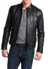 Men Lambskin Genuine Leather Jacket MJ426 freeshipping - SkinOutfit