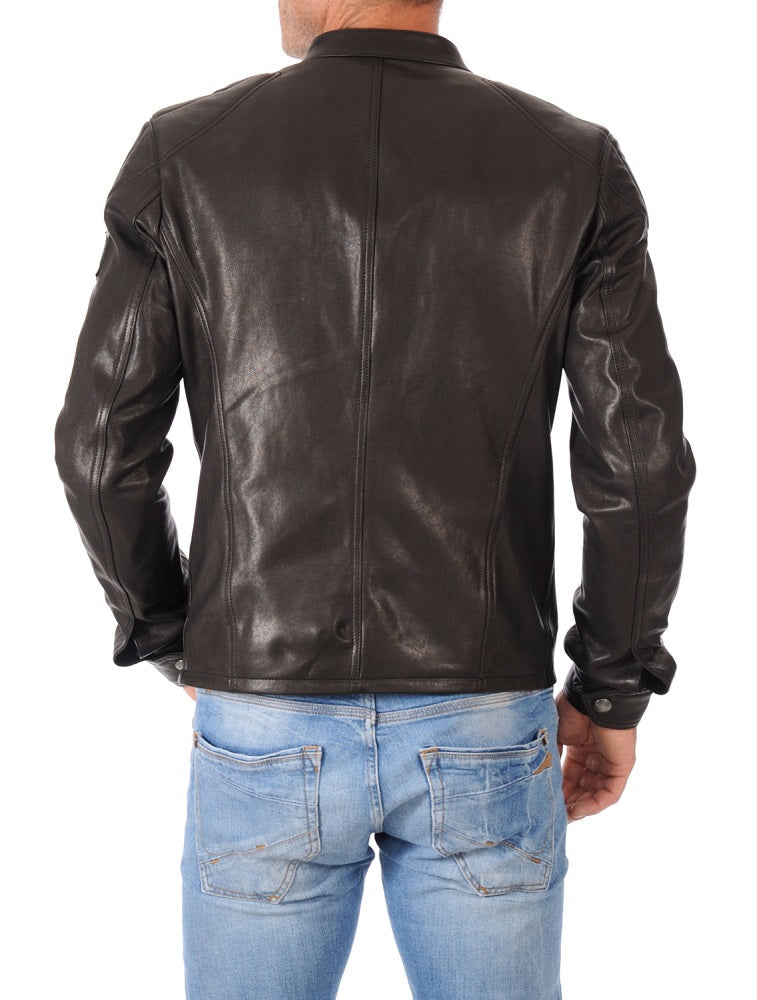 Men Lambskin Genuine Leather Jacket MJ427 freeshipping - SkinOutfit