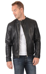 Men Genuine Leather Jacket MJ 42 freeshipping - SkinOutfit