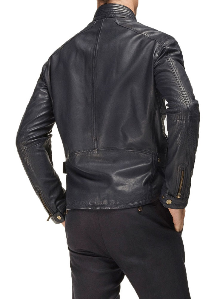 Men Lambskin Genuine Leather Jacket MJ430 freeshipping - SkinOutfit