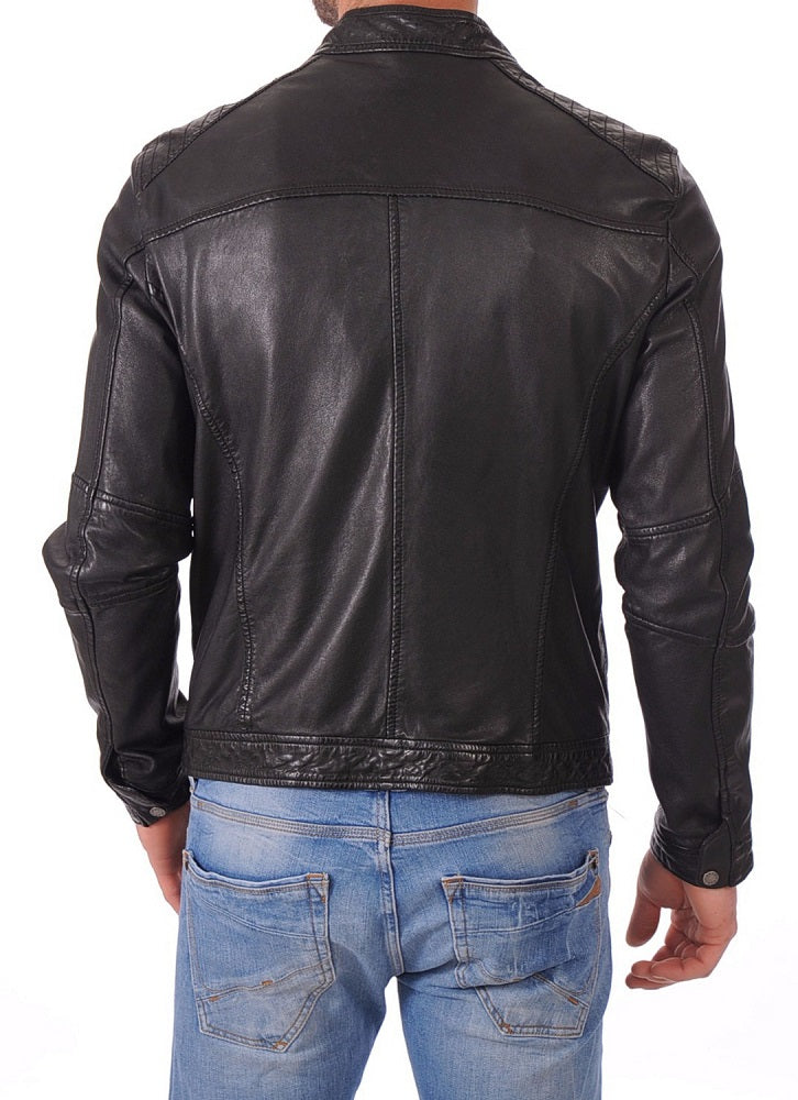 Men Lambskin Genuine Leather Jacket MJ432 freeshipping - SkinOutfit