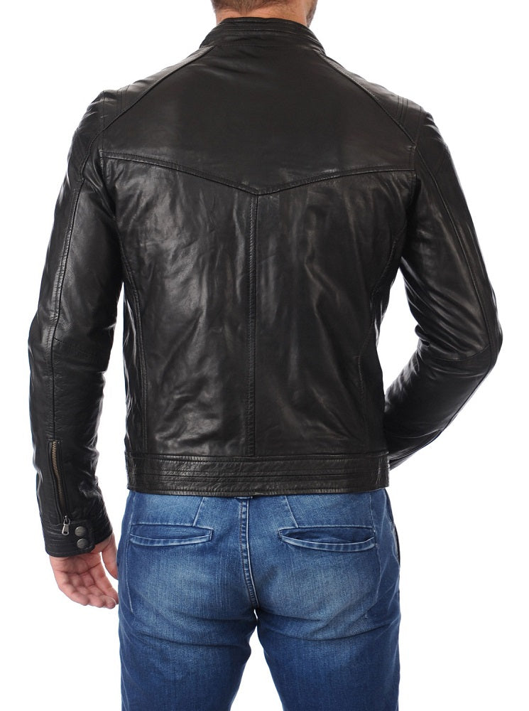 Men Lambskin Genuine Leather Jacket MJ433 freeshipping - SkinOutfit
