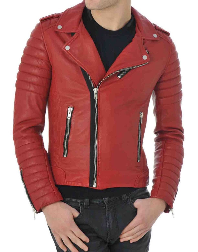 Men Lambskin Genuine Leather Jacket MJ437 SkinOutfit