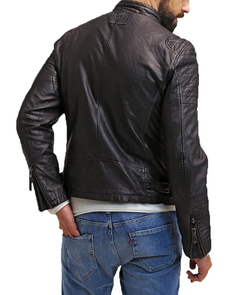 Men Lambskin Genuine Leather Jacket MJ439 freeshipping - SkinOutfit