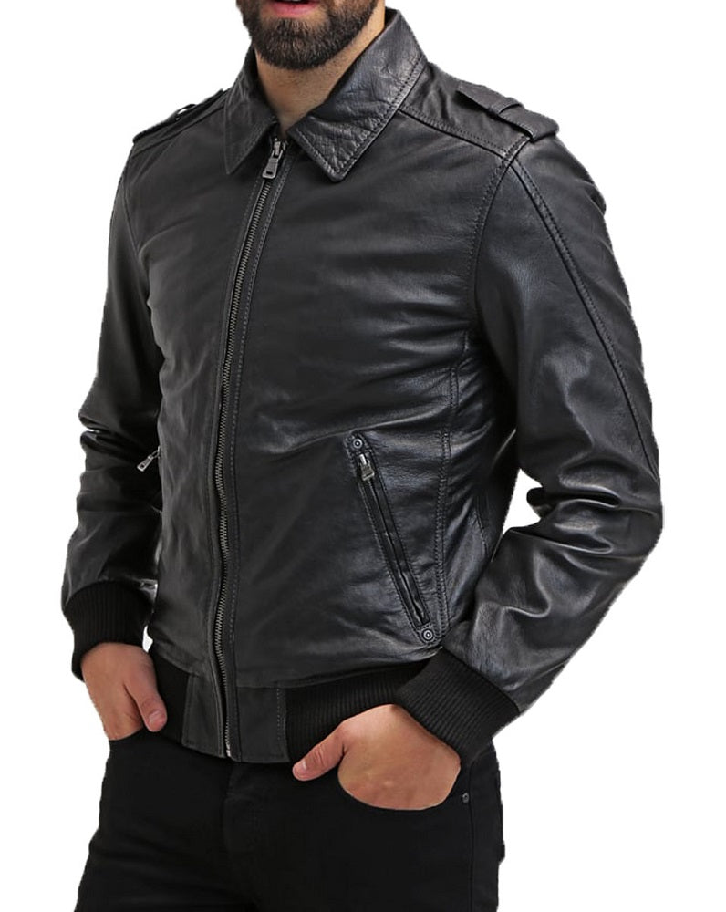 Men Lambskin Genuine Leather Jacket MJ440 freeshipping - SkinOutfit